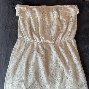 Medium, high low, strapless summer dress.